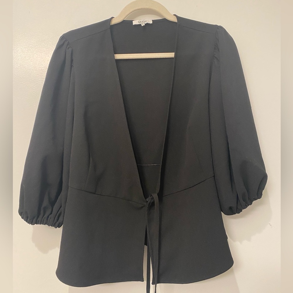 Ganni Crepe Wrap Top